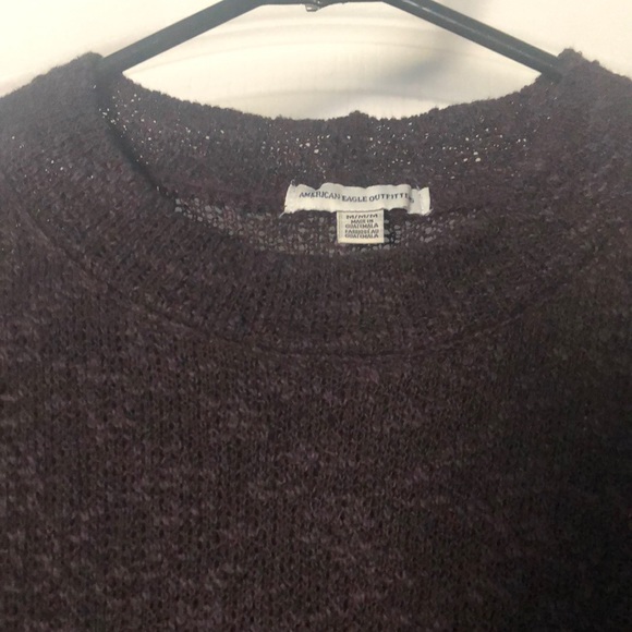 AE American Eagle Plum Purple Knit High Mock Neck Pullover Sweater - Picture 6 of 11